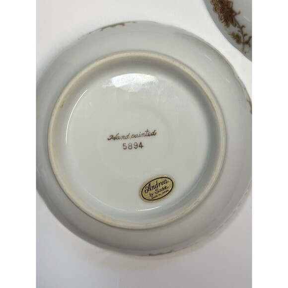 Andrea By Sadek Hand Painted Oriental Swan Set Of 2 6 1/4” Bowls - Picture 5 of 8